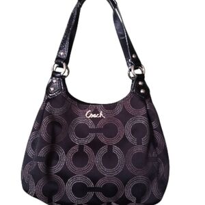 Coach Black and Gray Madison Patterned Shoulder Bag
